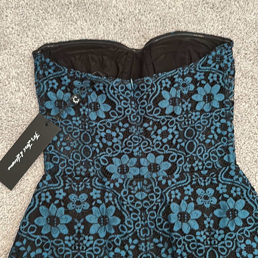 For Love & Lemons Sophia Bustier Dress in blue and black NWT - Picture 8 of 10